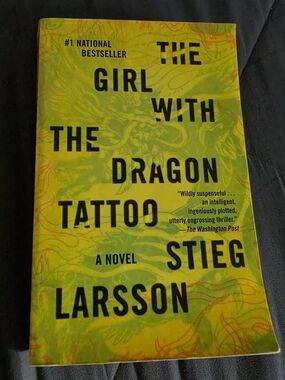 Green Cover Paperback Novel - The Girl with the Dragon Tattoo